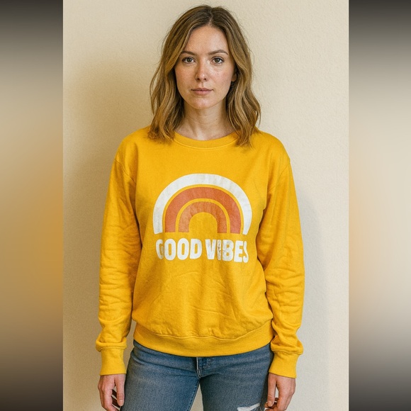 Tops - Yellow Good Vibes Sweatshirt